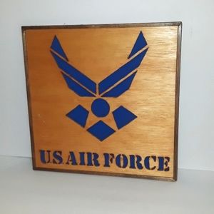RARE VINTAGE AIR FORCE LOGO LASER CUT WORD SIGN PLAQUE